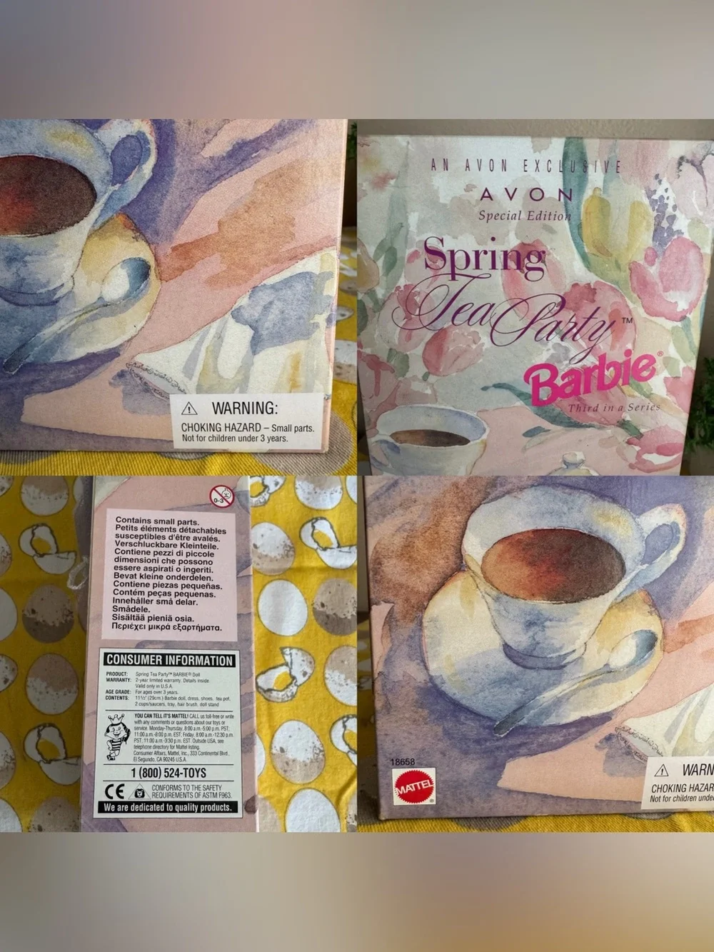 NIB Avon Spring Tea Party  Barbie brunette doll 3rd in series